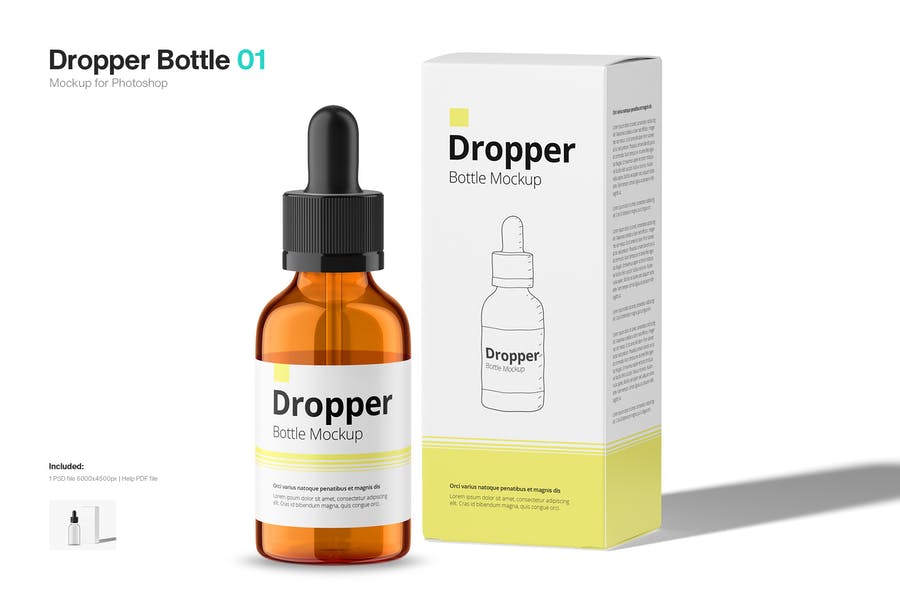 Amber Dropper Packaging Mockup