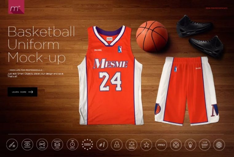 Basketball Ball Uniform Mockup Set