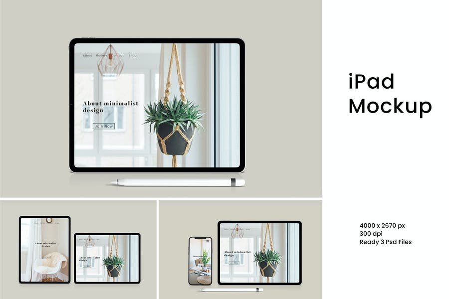 Clean iPad Pro Display Mockups