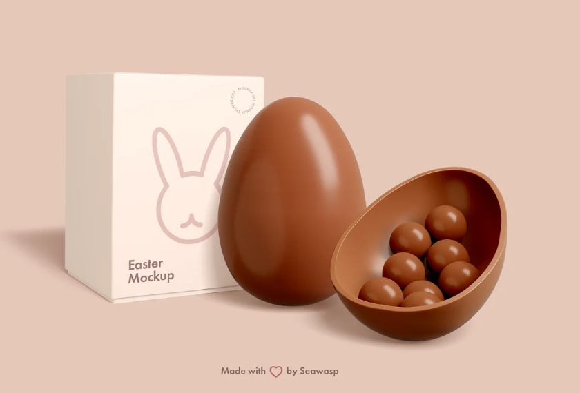 Easter Egg Chocolate Packaging Mockup PSD