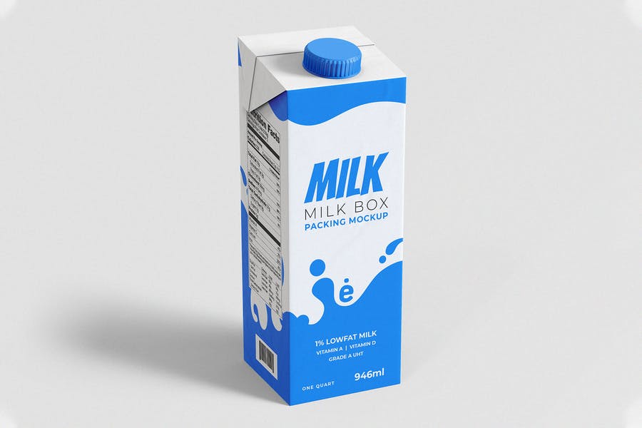 Editable Milk Box Mockup PSD