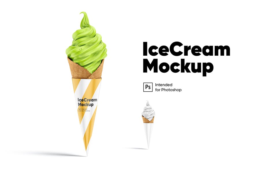Elegant Ice Cream Cone PSD Mockup