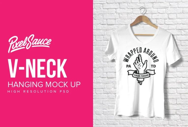 Hanging V Neck Shirt Mockup