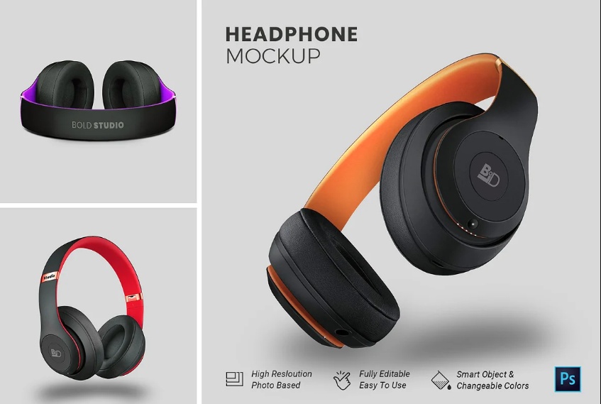 Headphones Branding Mockup PSD