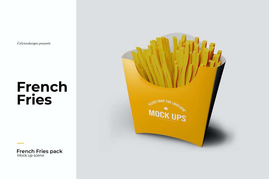 Isolated French Fries Mockup PSD