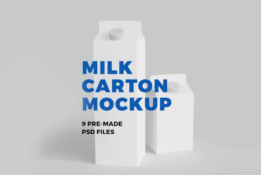Minimal Milk Carton Mockup pSD