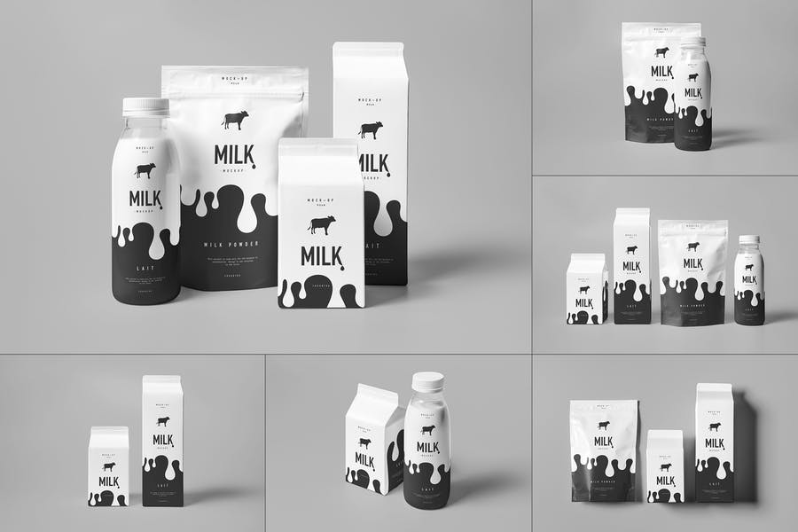 Photorealistic Milk Branding Mockups
