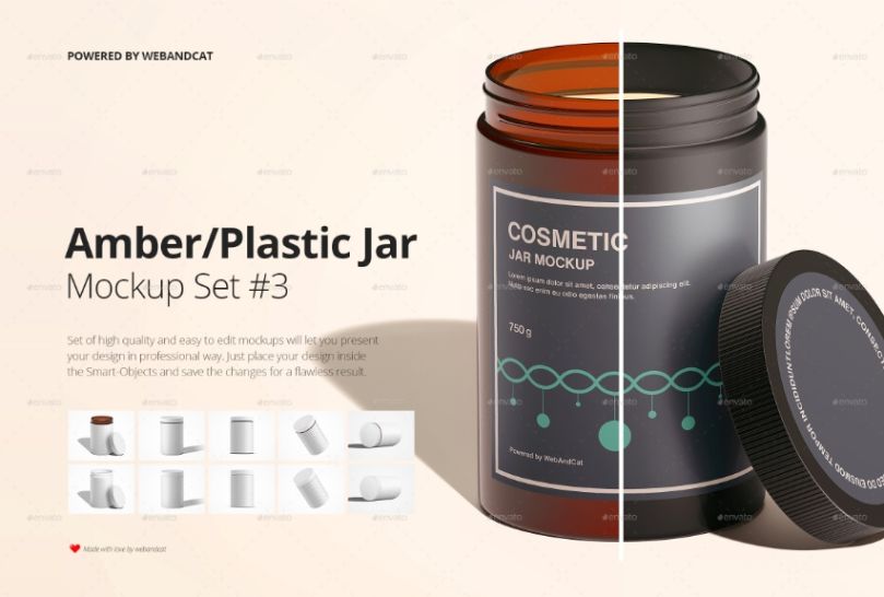 Plastic and Amber Jar Cream Mockup