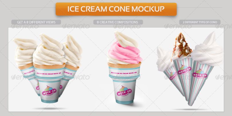 Professional Ice Cream Cone Mockups
