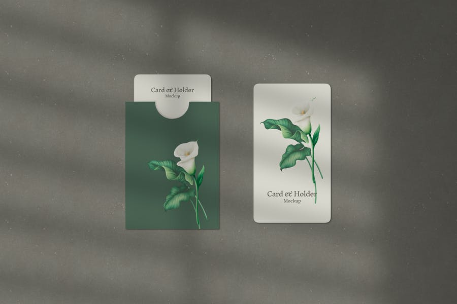 Realistic Card and Holder Mockup PSD