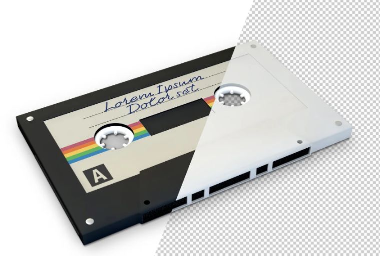 Retro Cassette Tape Mockup PSD