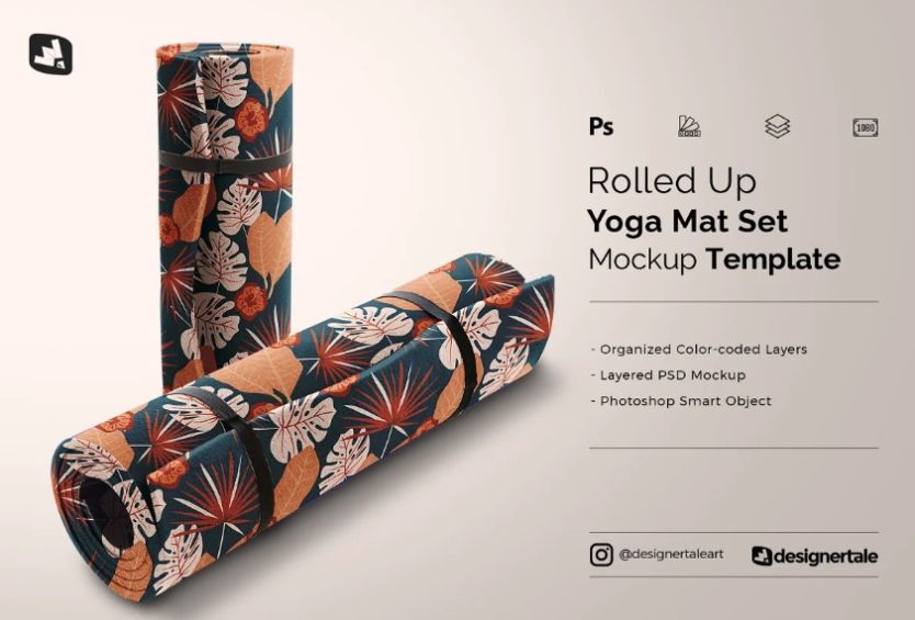 Rolled Up Yoga Mat Mockup Set