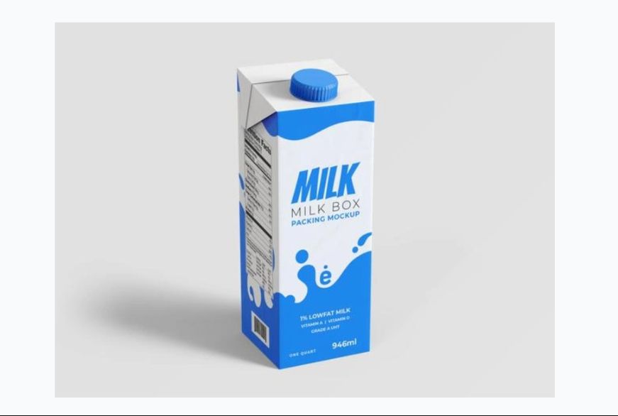 Free Milk Box Mockup PSD