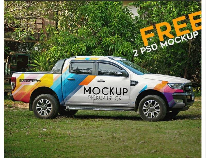 Free Pickup Truck Mockup PSD