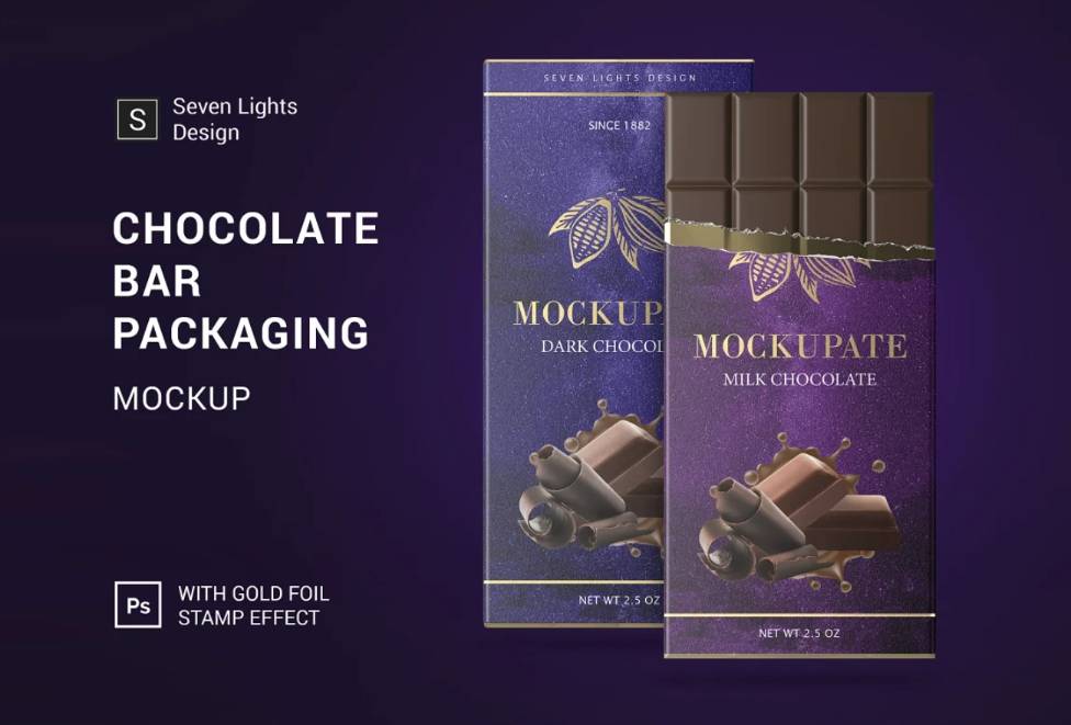 High Quality Chocolate Bar Packaging Mockup
