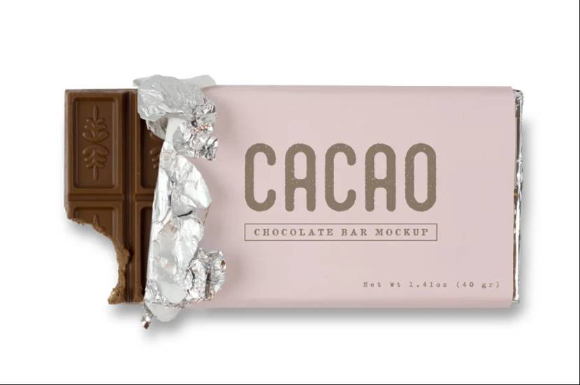 Realistic Chocolate Bar Packaging Moockup PSD
