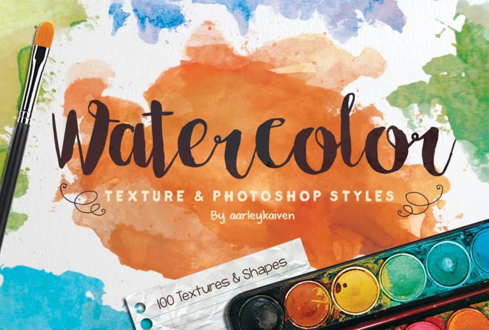 100 Watercolor Shapes and Textures