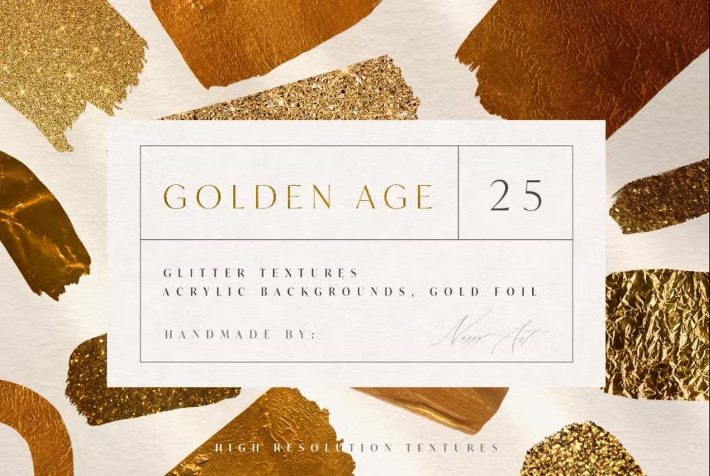 25 Gold Glitter Textures Set