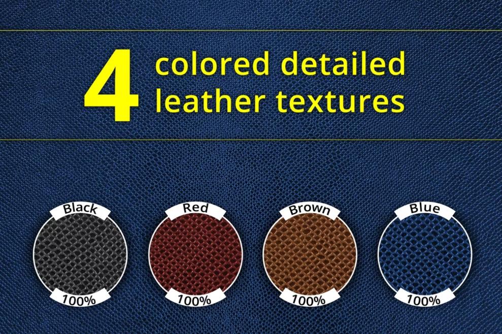 4 Colored Leather Textures Set