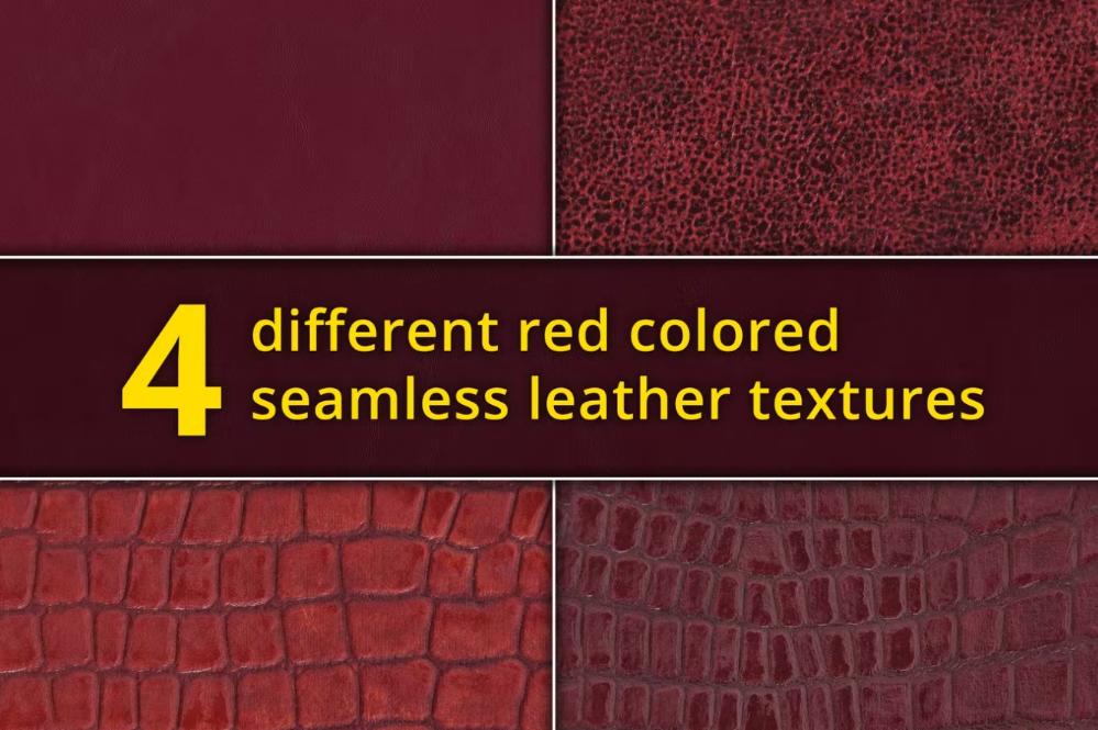 4 Seamless Red Leather Textures