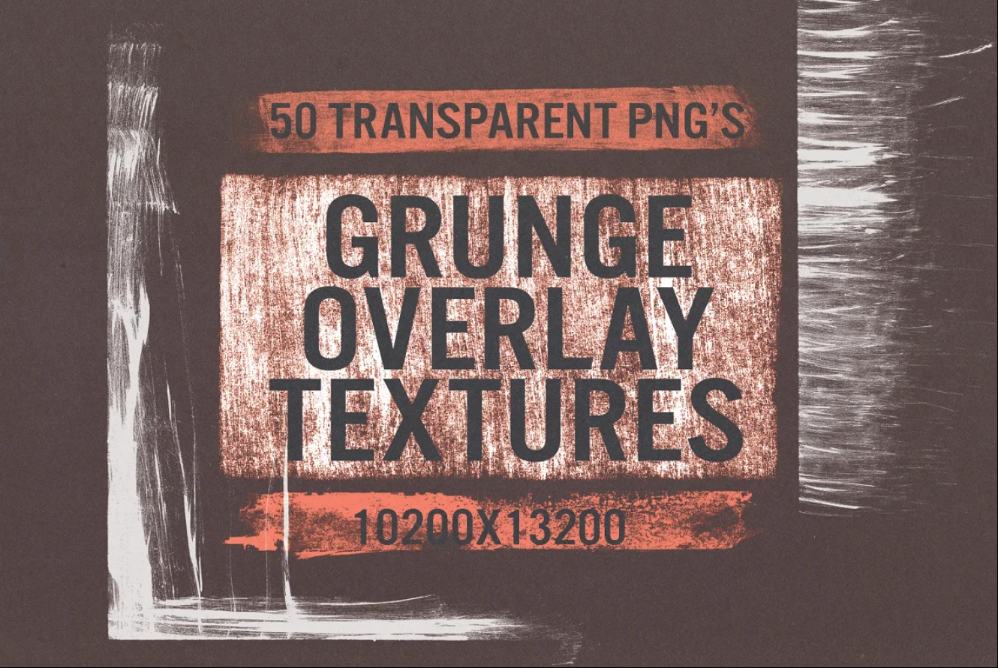 50 Grunge Overlay Textures Set