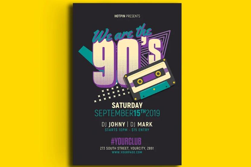 90's Party Flyer Template PSD