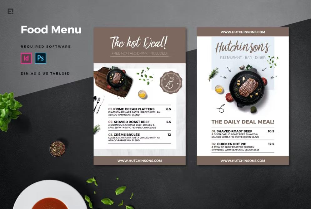 A3 and US Size Menu Template