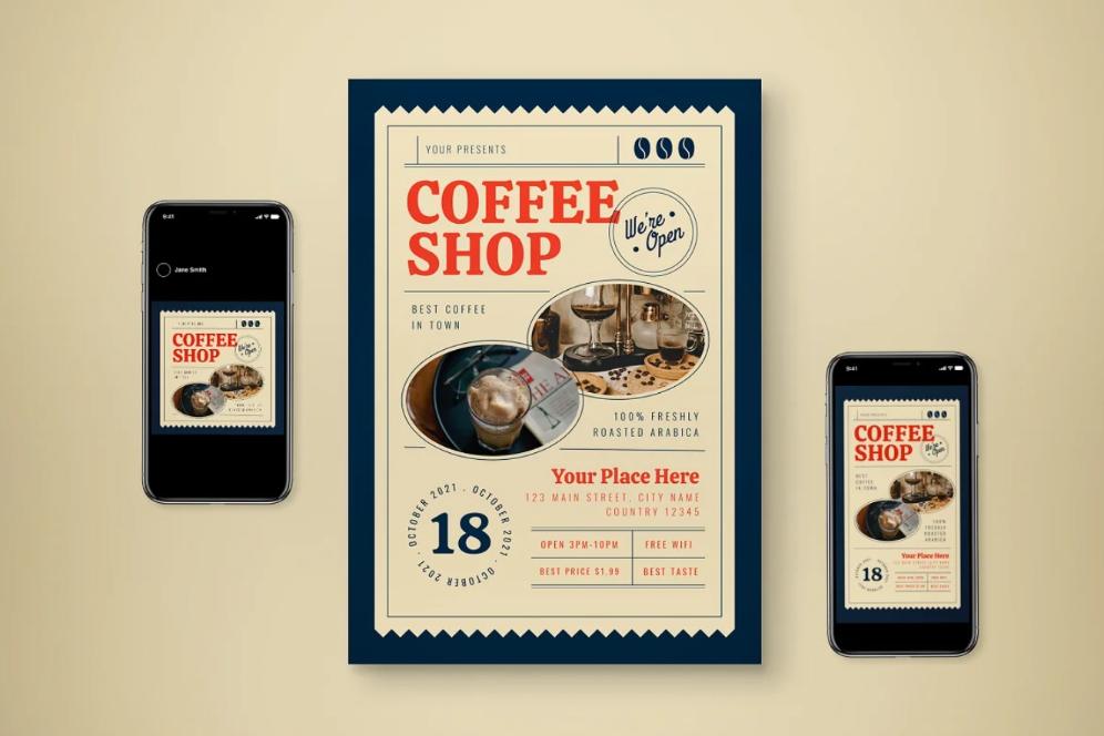 Ai and PSD Coffee Shop Flyer
