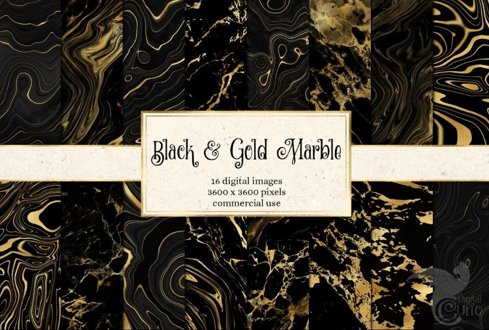 Black and Gold Marble Textures Set