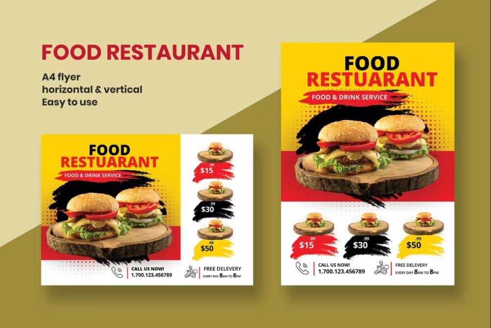 Horizontal and Vertical Food Poster Design