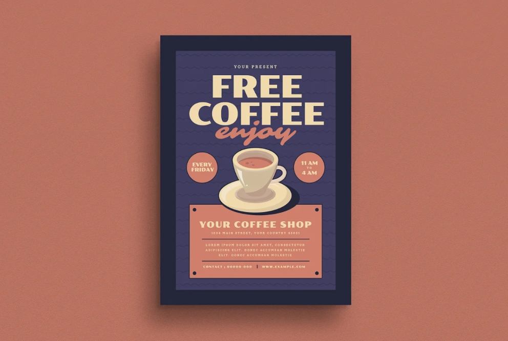 Illustration Style Coffee Store Flyer