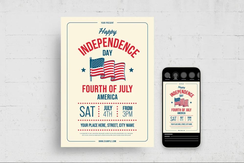 Illustrator Style 4th of July Flyer