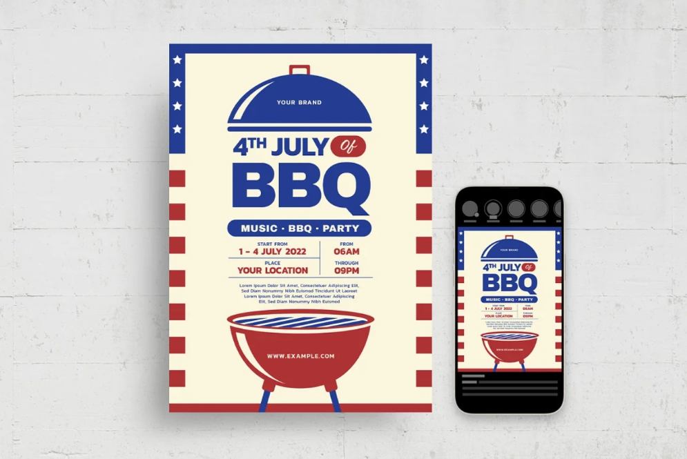July 4th BBQ Flyer Design
