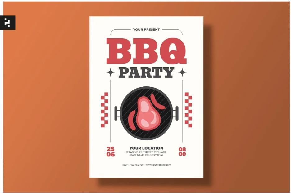 Minimal BBQ Party Flyer Template