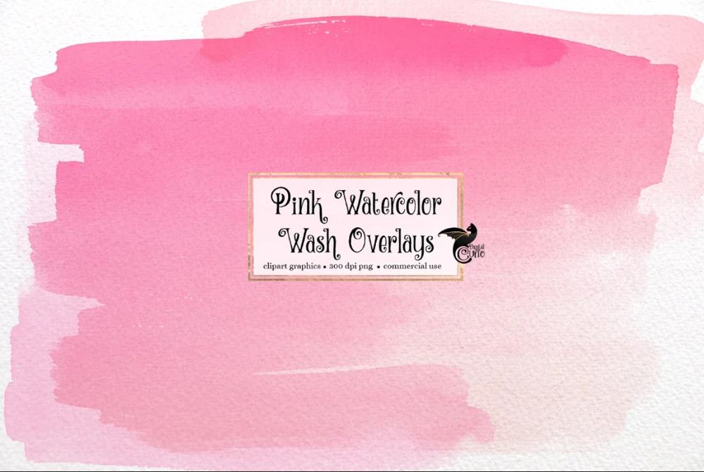 Pink Watercolor Wash Overlays