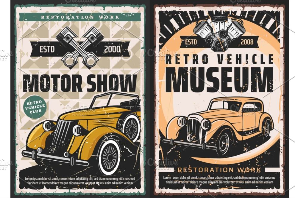 Retro Cars Show Flyer Design