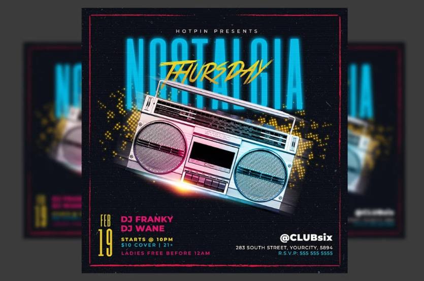 Retro Party Flyer Template PSD