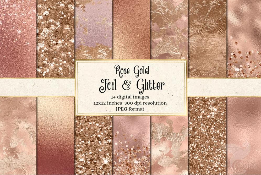 Rose Gold Foil and Glitter Textures