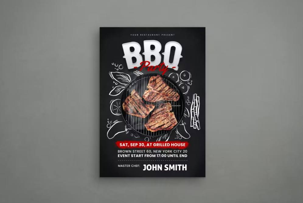 Simple BBQ Party Flyer Design