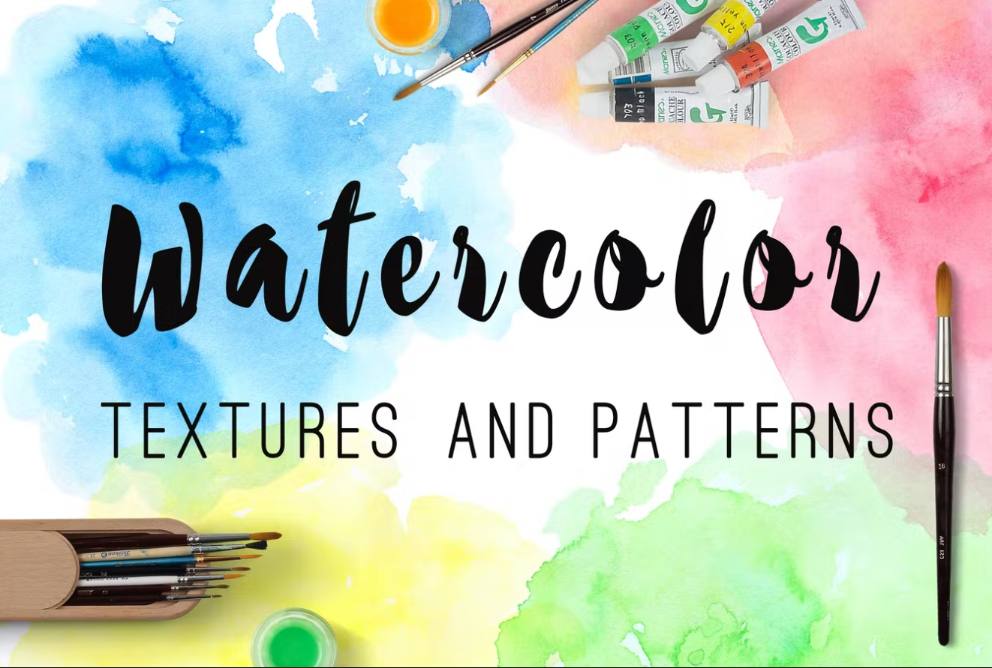 Watercolor Patterns and Textures Set