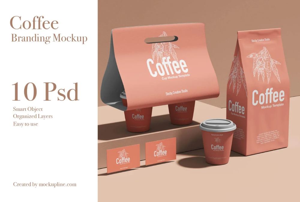 10 Unique Coffee Branding Mockups Set