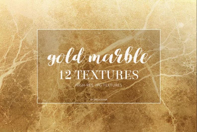 12 Gold Marble Textures Set