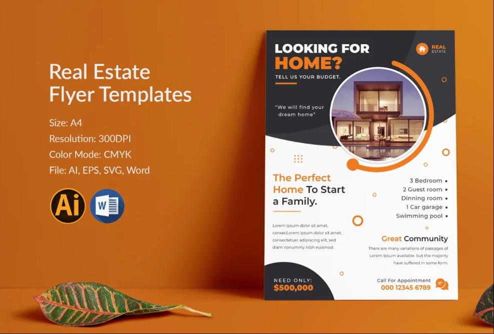 A4 Home Sale Flyer Layout