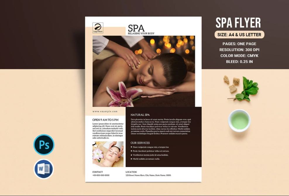 A4 Spa Promotional Flyer Template