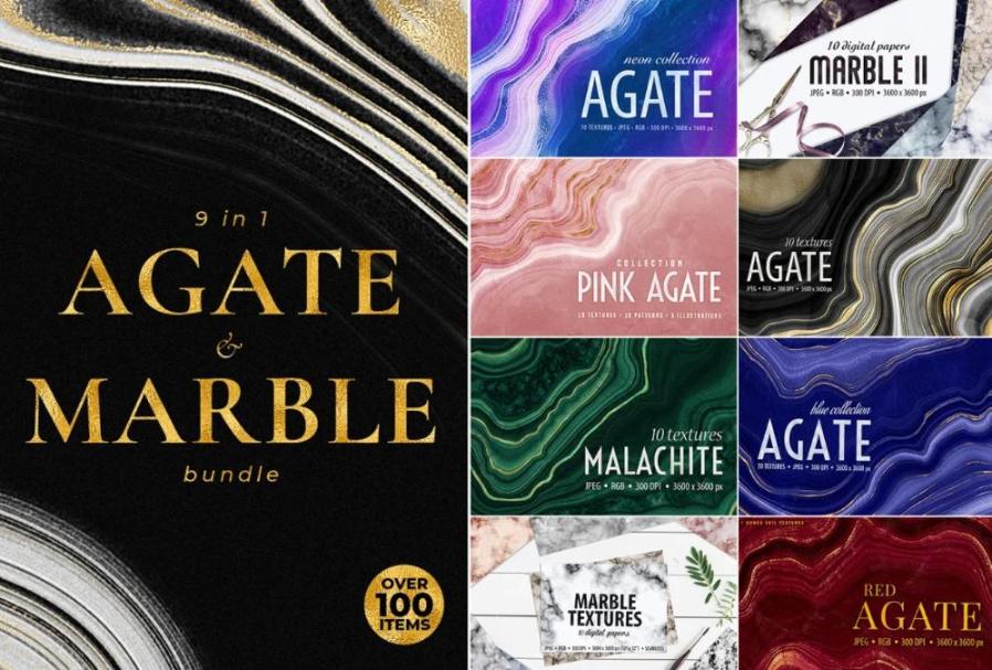 Agate Marble Textures Set