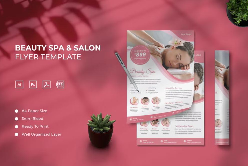 Ai and PSD Spa Poster Design