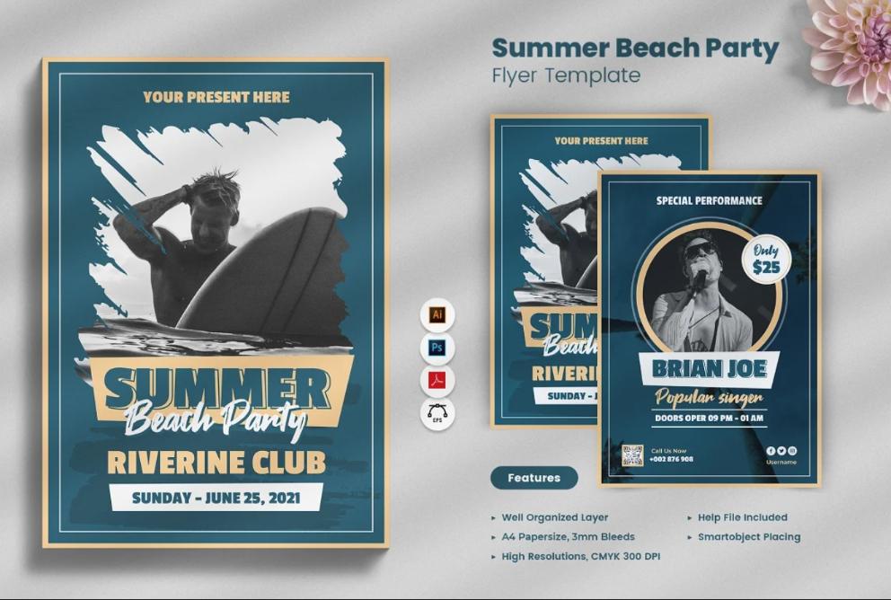 Beach Club Party Flyer Template
