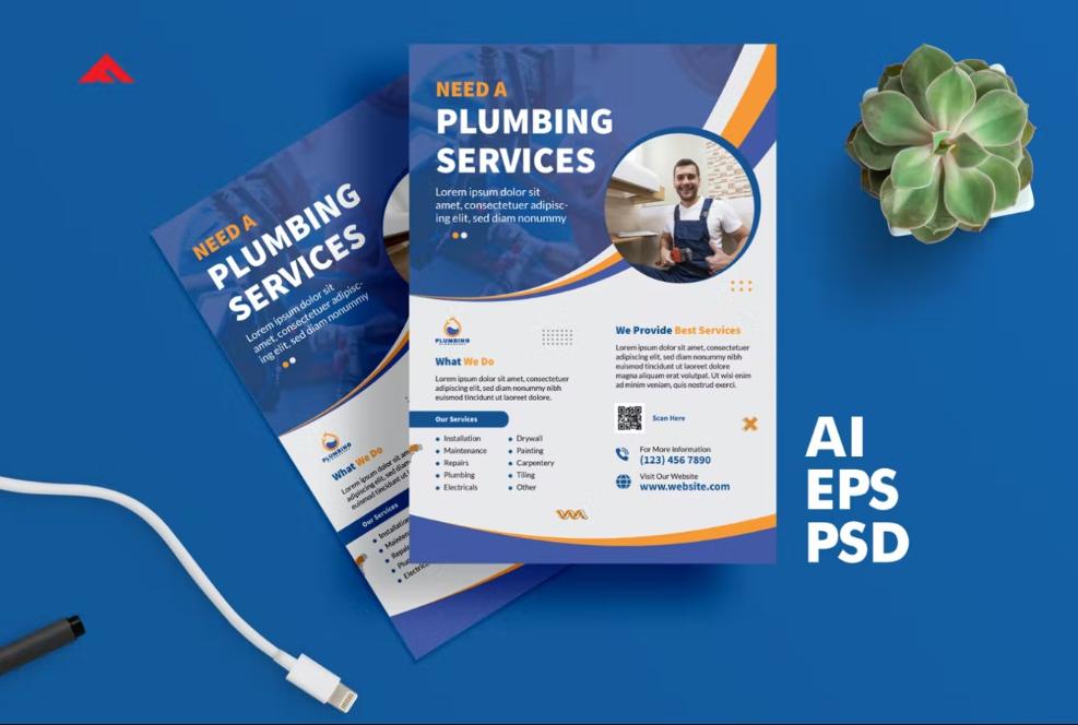Clean Plumbing Services Flyer Template