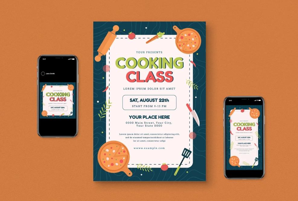 Cooking Classes Advertising Set