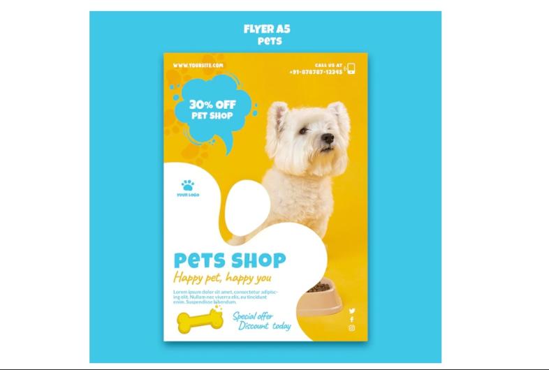 Free A5 Pet Store Flyer Template